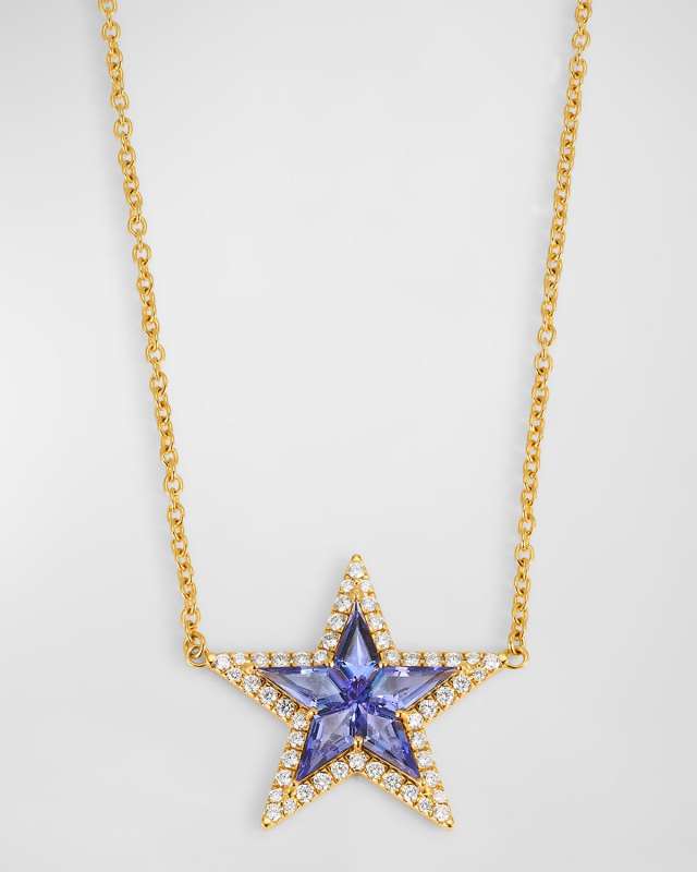 18k Yellow Gold Kite Tanzanite Star Necklace